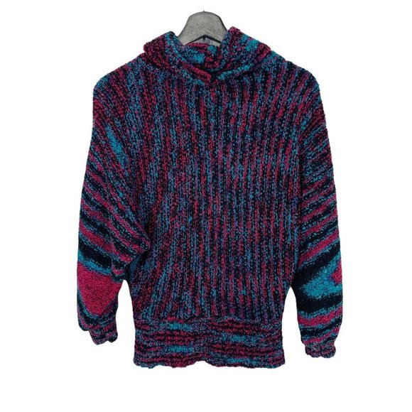 Vintage 90s Mister Noah Boucle Turtleneck Pull Over Sweater Medium - Picture 3 of 8